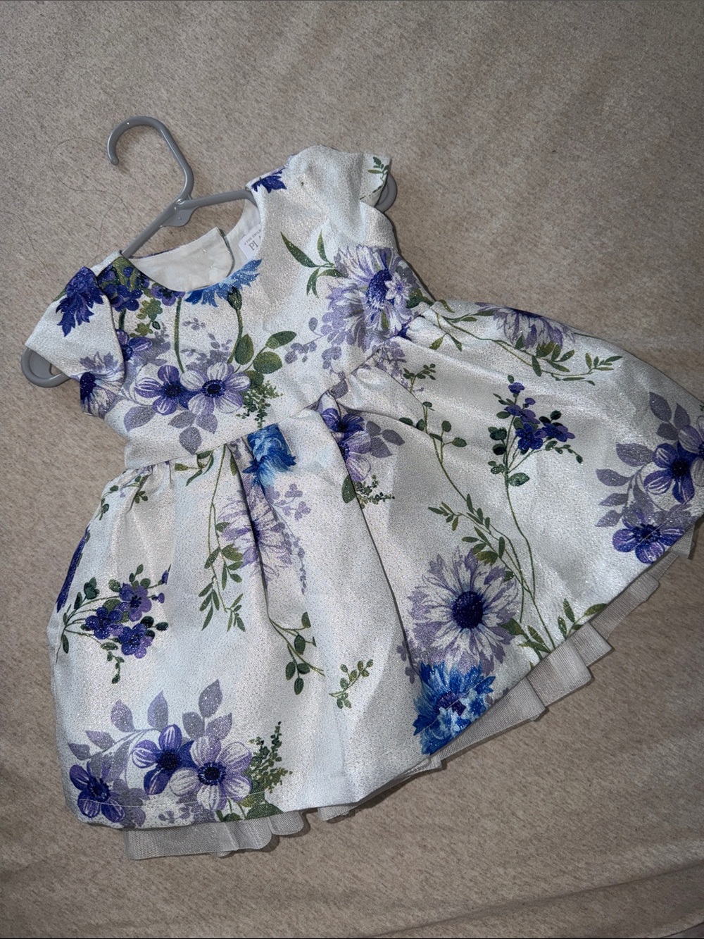 The Children's Place White Dress with Purple & Blue Floral Print